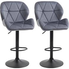 Black Bar Stools Homcom Armless Upholstered Dark Grey Bar Stool 114cm 2pcs