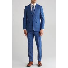 English Laundry Men's Slim Fit Check Suit Blue