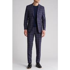 English Laundry Men's Slim Fit Check Suit Navy