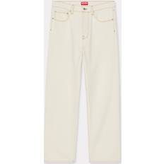 Kenzo Jeans Kenzo Creations' Cropped Asagao Straight Jeans Stone Bleached White Denim Mens