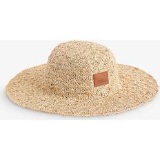 Linen Accessories Isabel Marant Womens Natural Tulum Logo-patch Raffia hat