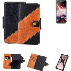 K-S-Trade Handy hülle für blackview bv9600 plus wallet case cover smartphone schwarz bra Braun