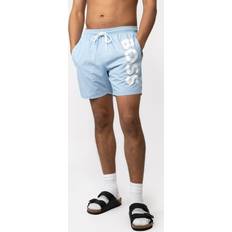 Swimming Trunks on sale BOSS Vertical-logo-print swim shorts in quick-dry poplin Light Blue