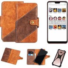 K-S-Trade Handy schutzhülle für oppo f7 handy-cover braun booklet case