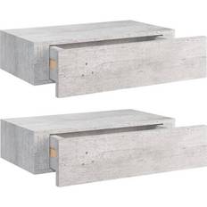 vidaXL 330252 Concrete Grey Wall Shelf 40cm 2pcs