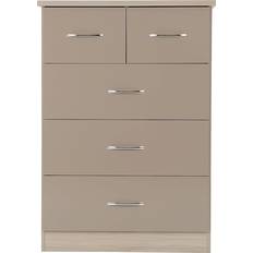 SECONIQUE Nevada Oyster Gloss/Light Oak Chest of Drawer 81x115.5cm