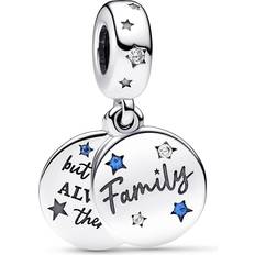 Pandora Family Love Double Dangle Charm - Silver/Blue/Transparent