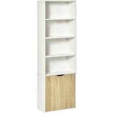 Natural Shelves Homcom Display Unit White Oak Book Shelf 180cm