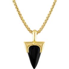 Bulova Men's Icon Black Onyx Pendant Necklace in 14k Gold-Plated Sterling Silver, 24" 2" extender Na