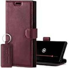 Surazo Handyhülle für Samsung Galaxy S24 Ultra Hülle Leder – Klappbare Echtleder Schutzhülle [Magnet, Kartenfach, RFID Schutz, Standfunktion] Flip Klapphülle Wallet Case Cover Lederhülle Burgund