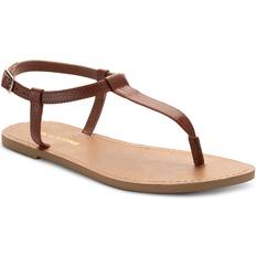 Sun + Stone Krisleyy T-Strap Slingback Flat Sandals, Created for Macy's Cognac