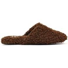 XY London 'Jody' Cosy Slip On Closed Round Toe Mule Flat Slippers Brown