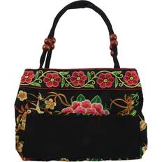 Tlily Chinese Style Women Embroidery Ethnic Summer Handmade Flowers Ladies Tote Shoulder Bags -Body Red