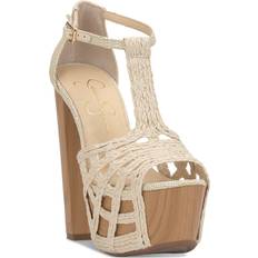 Jessica Simpson Delei2 Raffia High Heel Platform Sandals Off White