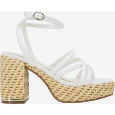 Laced Heeled Sandals Kenneth Cole New York Women's Daphne Platform Strappy Raffia Sandals White