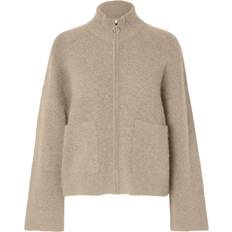 Selected Femme Zip-Up Cardigan - Humus