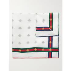 Handkerchiefs Gucci Printed Silk-Twill Pocket Square Men White