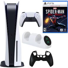 Spiderman Sony 5 Console with Spiderman Miles Morales Game and Accessories Open White