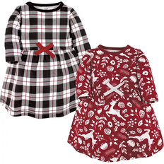 Touched By Nature Infant Organic Cotton Long-Sleeve Dresses - Red Winter Folk