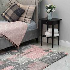 The Rug House Retro Blush Pink, Grey 60x110cm