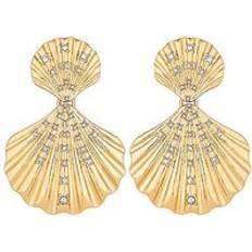 Lipsy GOLD PLATED OVERSIZED SHELL EARRING, Gold, Women