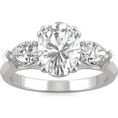 Charles & Colvard Moissanite Three Stone Engagement Ring ct. t.w. Diamond Equivalent in 14k White Gold White Gold