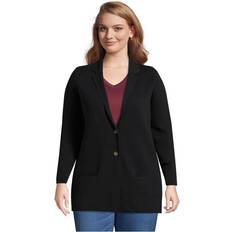 Lands' End Blazers Lands' End Plus Fine Gauge Blazer Sweater Black