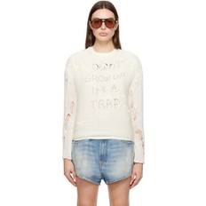 R13 Off-White Distressed Sweater Ecru