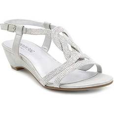 London Fog Womens Macey Demi-Wedge Dress Sandals Silver