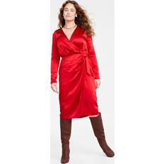 On 34th On 34th Women's Satin Wrap Dress, Created for Macy's Equestrian Red