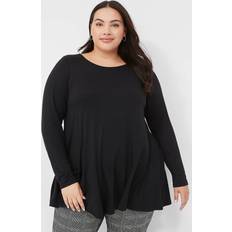 Lane Bryant Swing Long-Sleeve Crew-Neck Tee Black