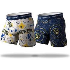 Pair of Thieves MLB Milwaukee Brewers SuperFit Boxer Brief in Ivory/Deep Navy