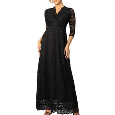 Kiyonna Women's Maria Lace A-Line Evening Gown with Pockets Onyx