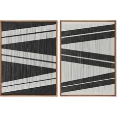 Home ESPRIT Stripes White/ Black Framed Art 60x60cm 2pcs