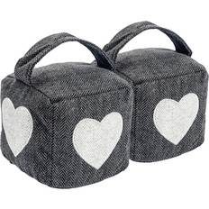 Nicola Spring Interior Doorstop Heart Herringbone stop With Handle Pack of 2