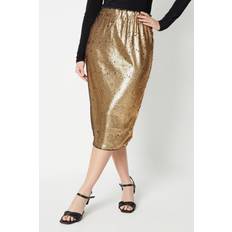 Gold Skirts Wallis Sequin Midi Skirt Gold