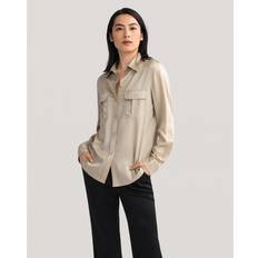 LilySilk Sandwashed Shirt With Epaulettes for Women Apricot