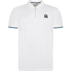 Sandbanks Zip Badge Polo Shirt White