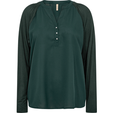 Soyaconcept Hermine Jersey Long Sleeve T-Shirt Green Black Eco Viscose Sustainable Friendly Top XS, DARK GREEN