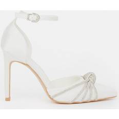 Karen Millen Satin Diamante Knot Stiletto Heel Ivory