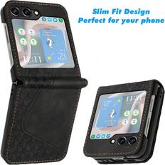 Samsung Galaxy Z Flip 5 Case, PU Leather Flip Cover Magnetic Clasp Design Wallet Card Slots Stand Case,Black