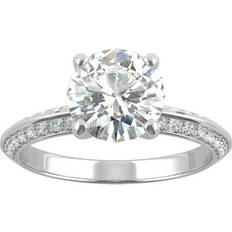 Charles & Colvard Round Engagement Ring - White Gold/Transparent