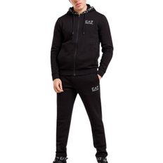 Emporio Armani Long Sleeves Clothing Emporio Armani Branded Hood Full Zip Tracksuit - Black