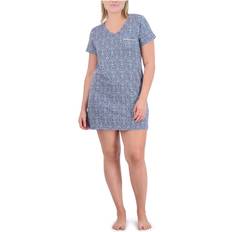 Tahari Women's Short Sleeve V-Neck Nightshirt Blue wallpaper