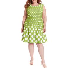 London Times Polka Dot Fit & Flare Dress