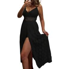 Cupshe Women's Demetria V-neck Lace Trims Sleeveless Romper Black