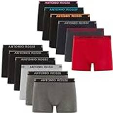 FM London ANTONIO ROSSI 12er-Pack Herren-Boxer-Hipster Herren-Boxershorts Multipack mit elastischem Bund, Dunkel Gemischt