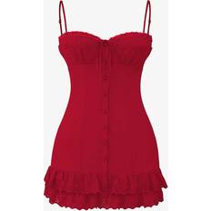 House of CB Womens Cherry Luci Broderie Anglaise-embroidered Stretch Cotton-blend Mini Dress