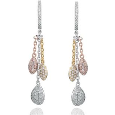 Suzy Levian Sterling Silver Cubic Zirconia Tri-Tone Multi Drop Earrings Tri-tone