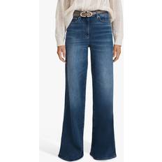 Reiss Ameria Wide Leg Jeans, Mid Blue